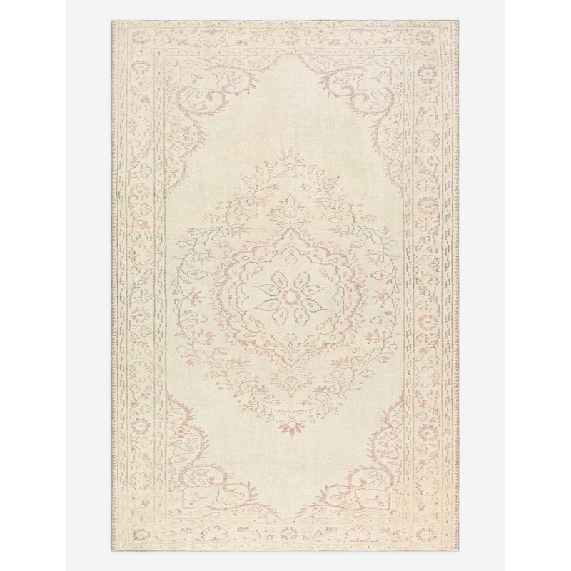 Vintage Turkish Hand-Knotted Wool Rug No. 501, 5′ 6″ x 8′ 7″