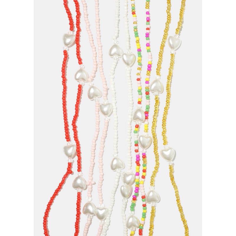 Heart Shape Pearl Bead Waist Chain Pink