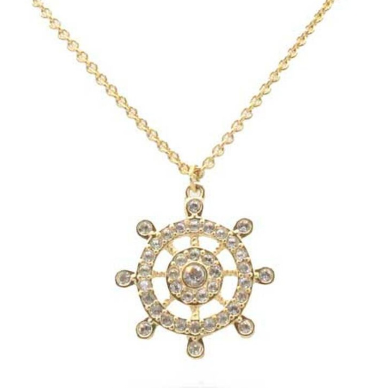 Swarovski Ocean Collection Ships Wheel Gold Necklace