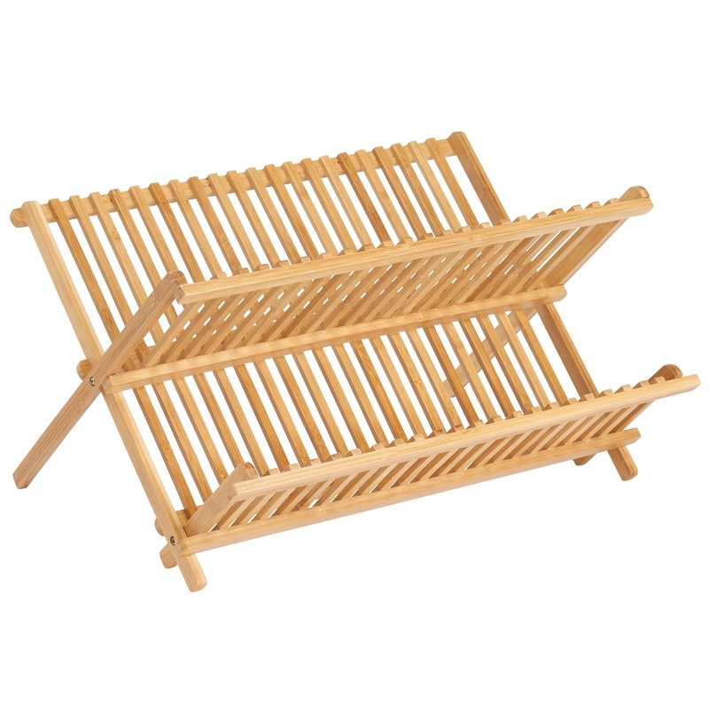 Bamboo Folding Collapsible Dish Drying Rack