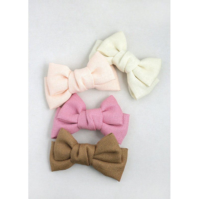 Woven Hair Bow Pin White