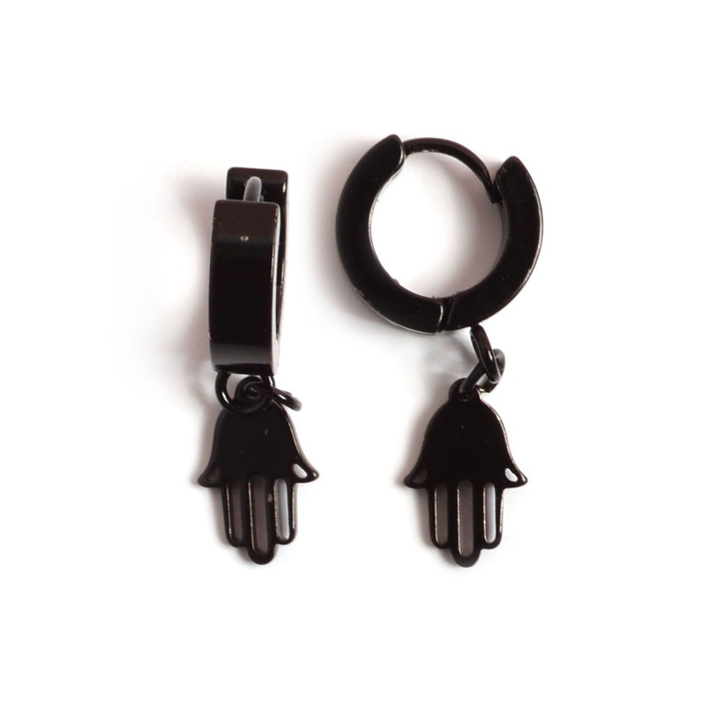 Hold My Hand Hoop Earring Black