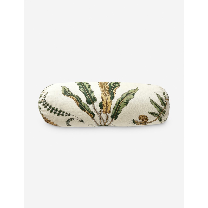Elise De Wolfe Linen Pillow by Scalamandre Green Bolster