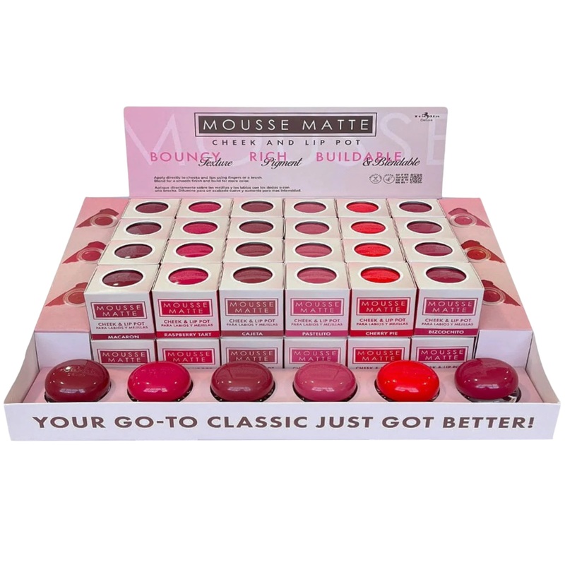 Italia Deluxe Mousse Matte Cheek And Lip Pot – Wholesale Display 48 Units (309MPB)