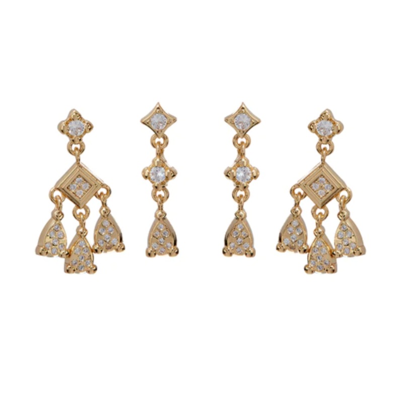 Bezel Charm Studs Set gold