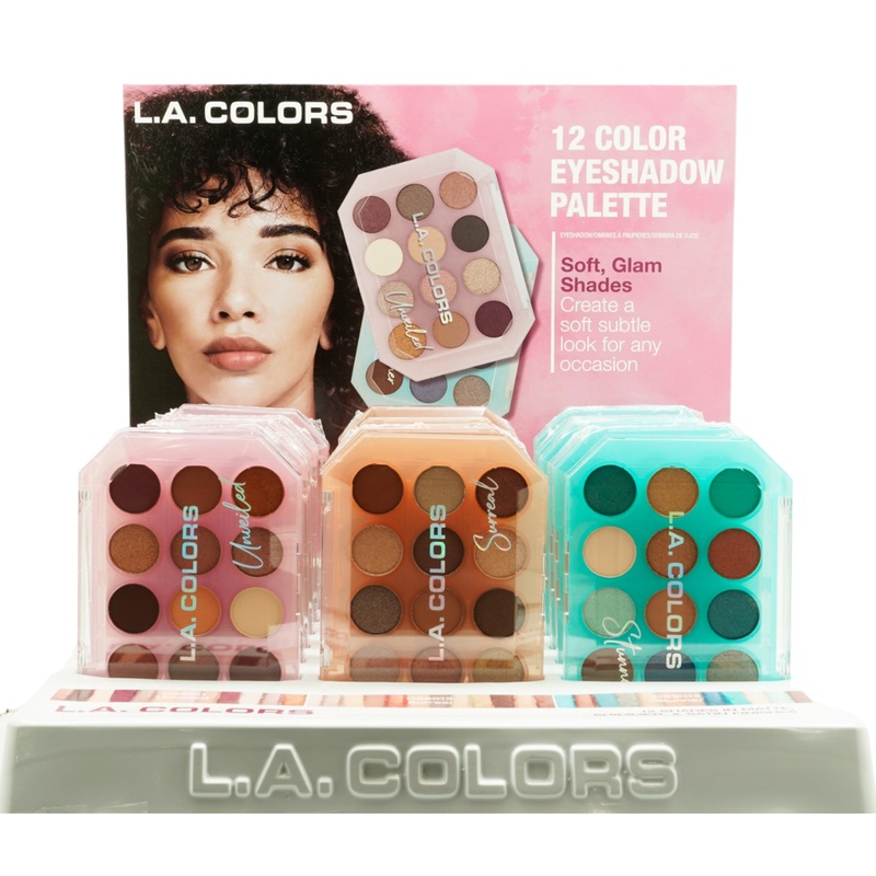 L.A. Colors 12 Color Eyeshadow Palette – Wholesale Display 18 Units (CPD525)