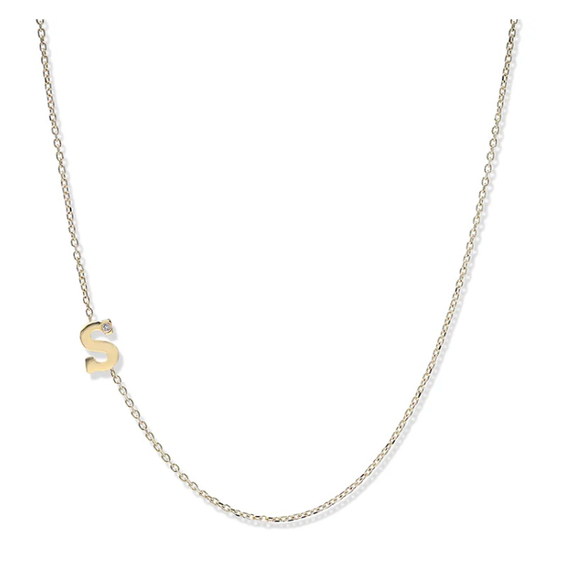 Love Letter Single Diamond Initial Necklace M
