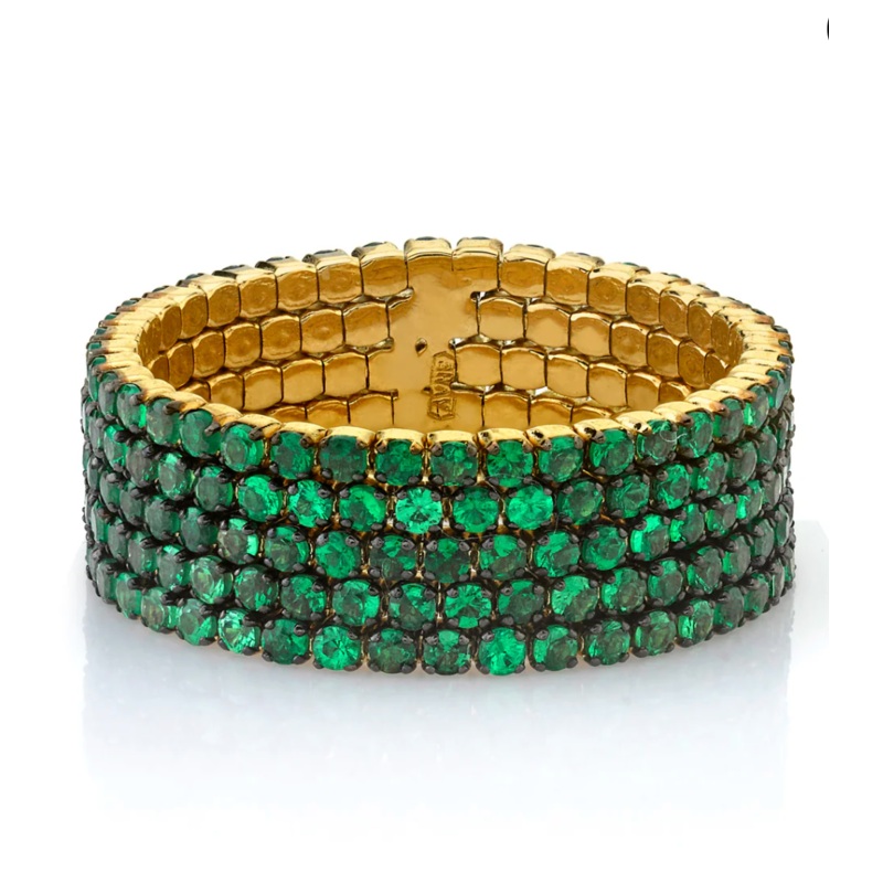 GREEN GARNET 5 THREAD STACK RING