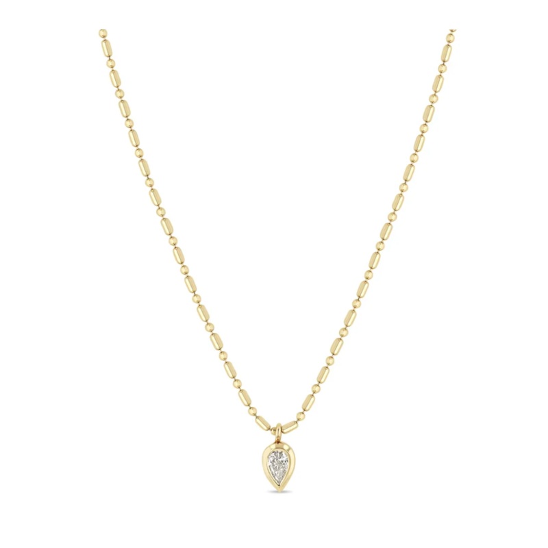 14KT PEAR DIAMOND TUBE BAR CHAIN NECKLACE