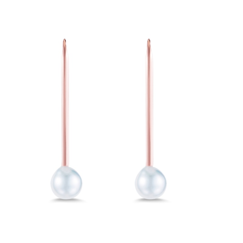 Pearl Stick Earrings Rose Gold