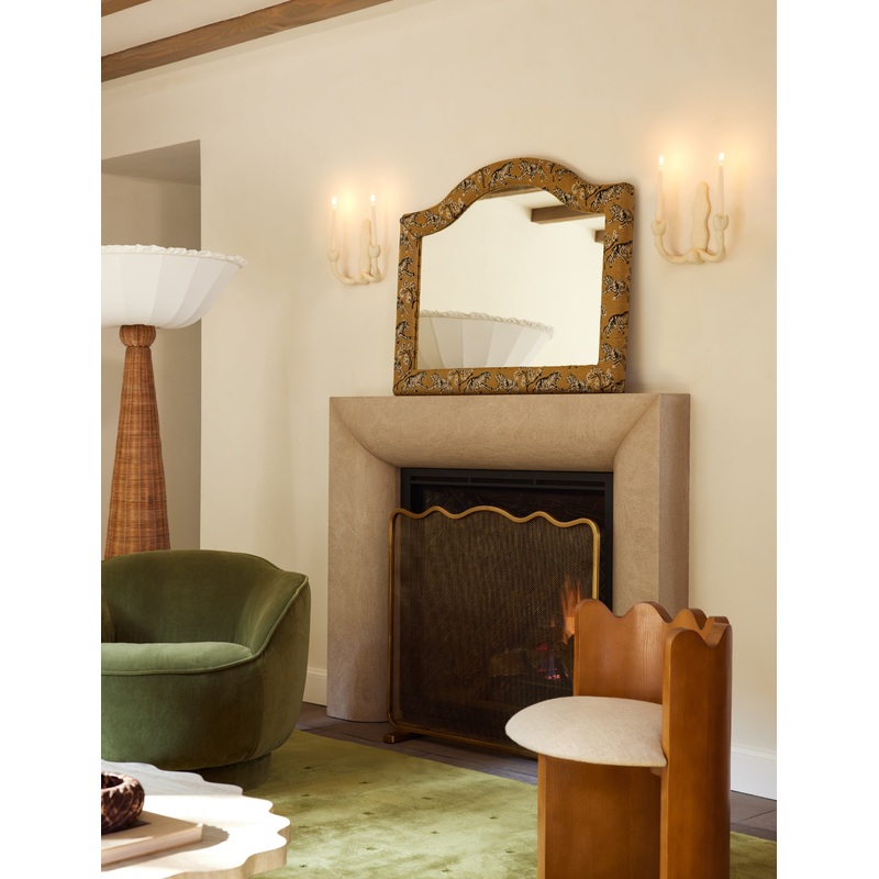 Tiger Upholstered Mantel Mirror by Sarah Sherman Samuel Goldenrod