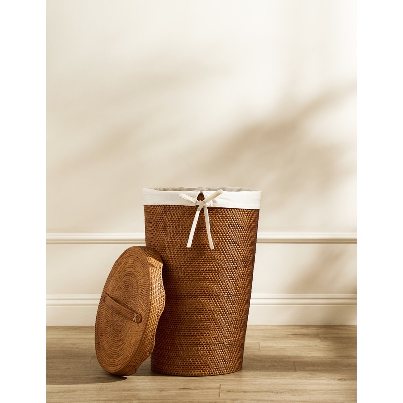Tyna Rattan Lidded Hamper Natural