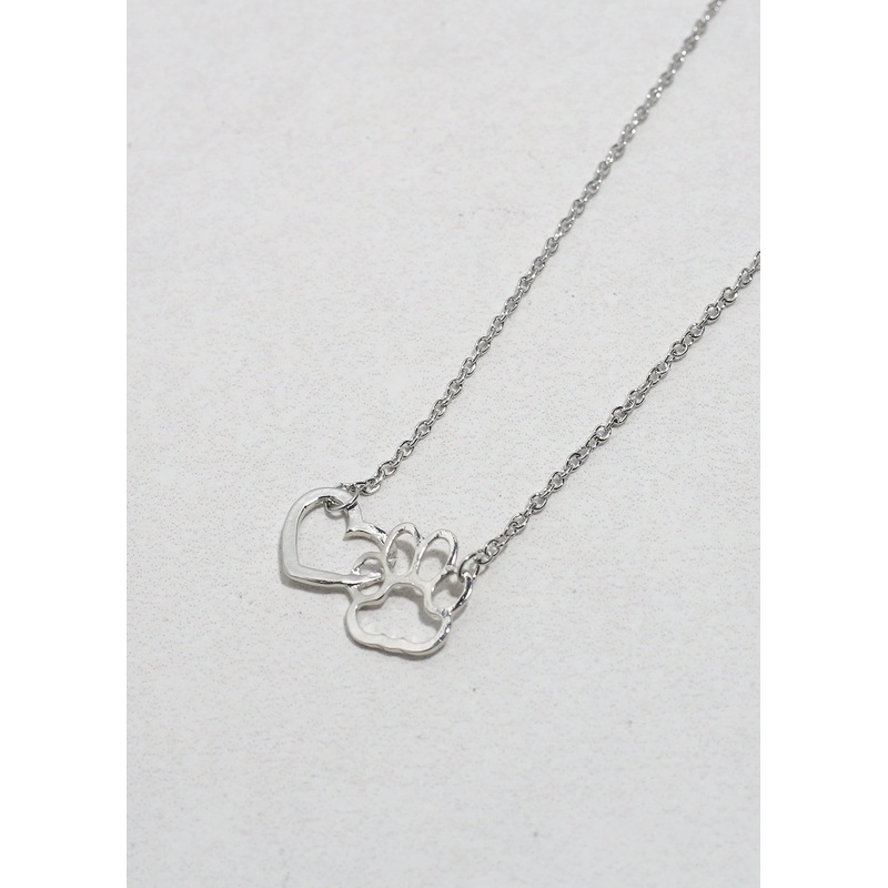 Heart & Paw Print Necklace Gold