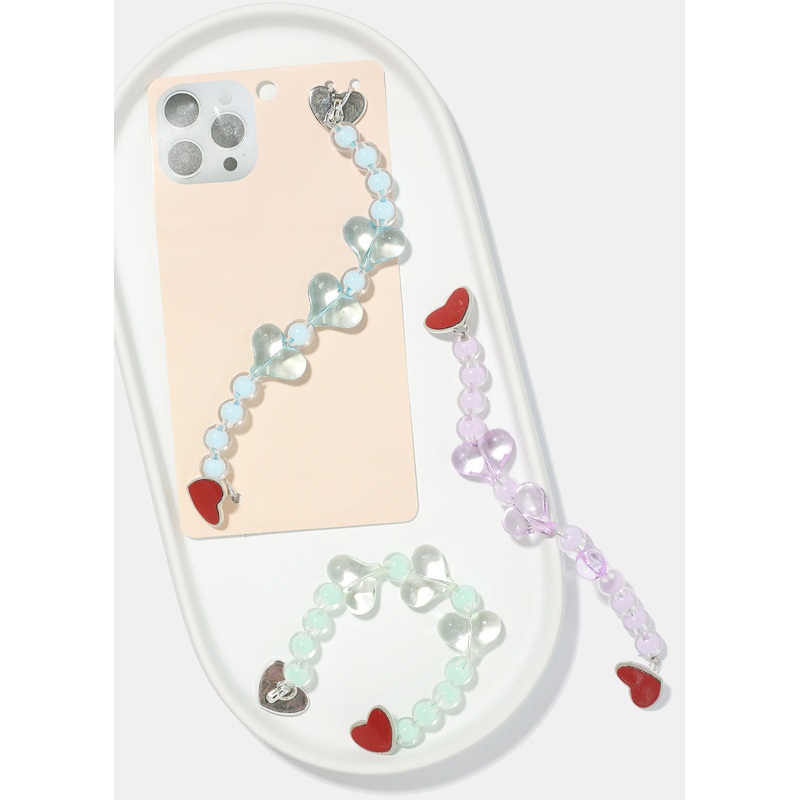 Heart Bead Phone Strap Multi