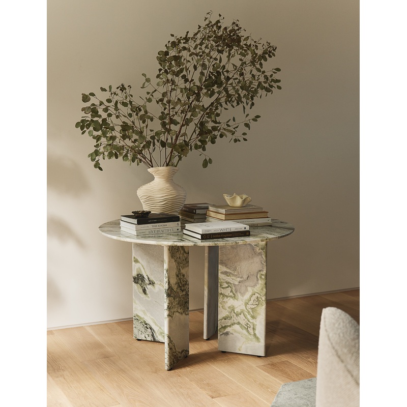 Celia Round Dining Table Green Onyx Marble