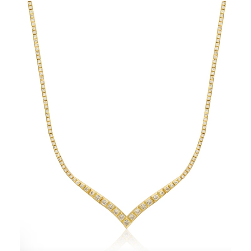 PYRAMID V TENNIS NECKLACE- GOLD