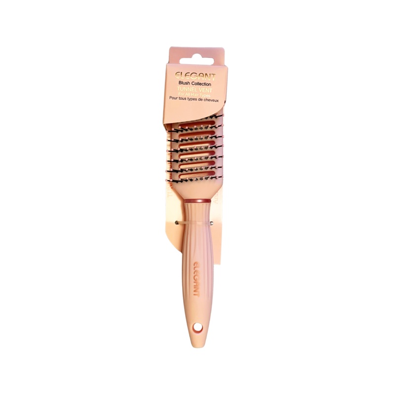Elegant #704 Wet & Dry Detangler Tunnel Vent Hair Brush – Medium (9.25″) / Blush Pink