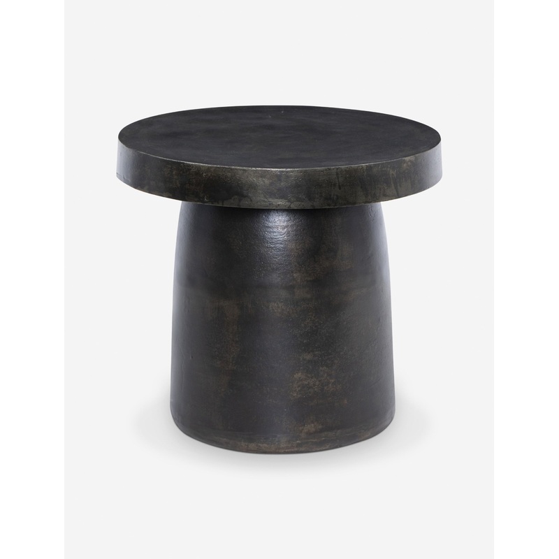 Paz Indoor / Outdoor Round Side Table by Amber Lewis x Four Hands Distressed Bronze