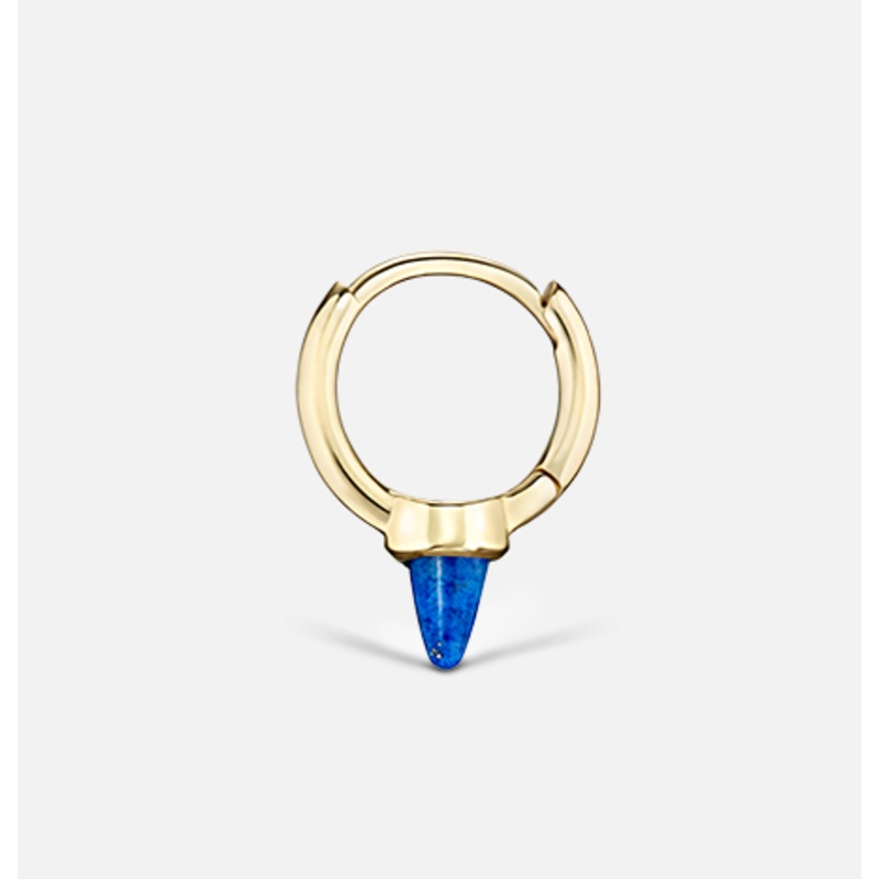6.5mm Single Short Lapis Spike Non-Rotating Hoop Earring