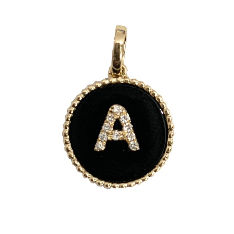 Diamond Initial Round Charm Yellow A