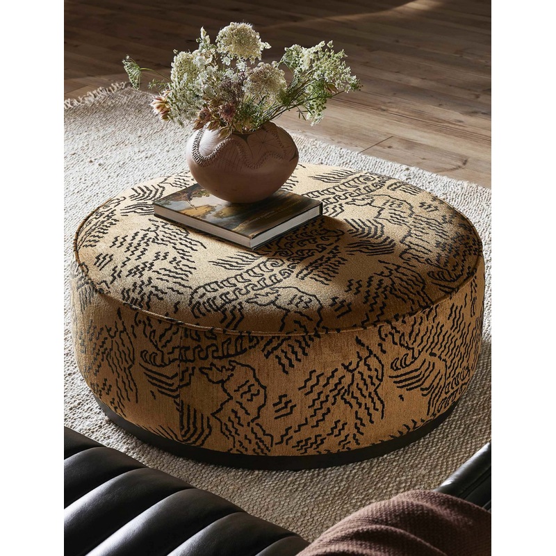 Aldora Round Ottoman Natural Boucle