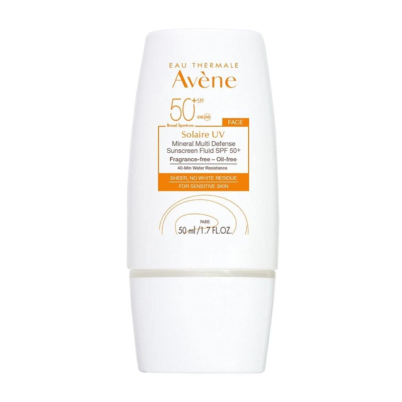 Avene Solaire UV Mineral Multi-Defense Sunscreen Fluid 50+ 1.7 oz | Clean Formula Sunscreen for Sensitive Skin | Reef Friendly | Sheer | Non-Whitening