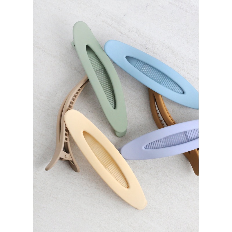 Large Matte Pastel Flat Hair Clips Blue