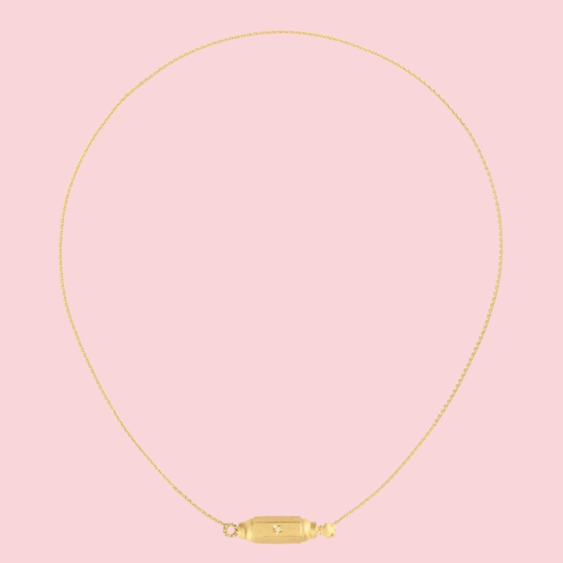 MICRO COCO DIAMONDS LOCKET NECKLACE 50CM