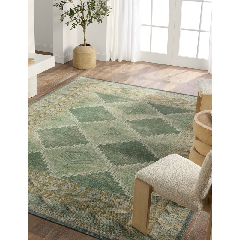 Tupelo Hand-Knotted Wool Rug Green and Blue 8′ x 10′