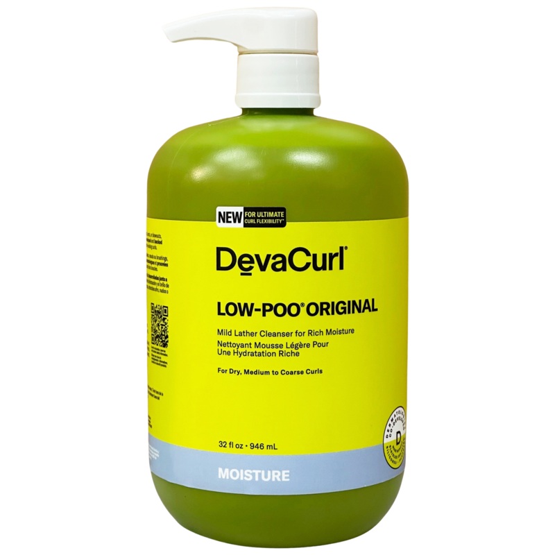 DevaCurl MOISTURE Low-Poo Original Mild Lather Cleanser Shampoo For Rich Moisture 32 oz / 946 ml