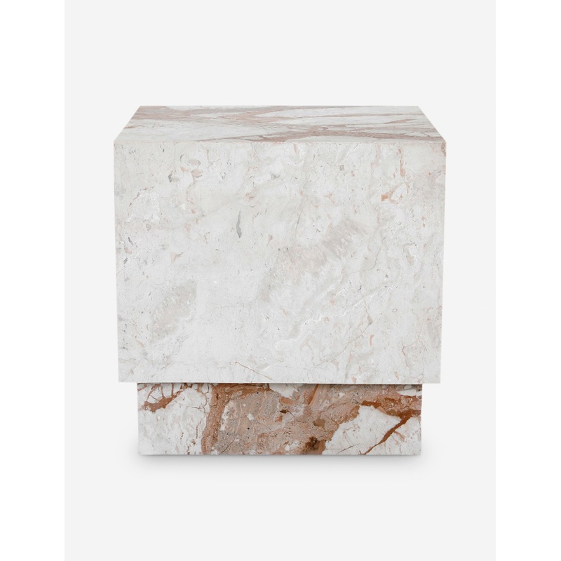 Galdeano Side Table White and Rust Marble