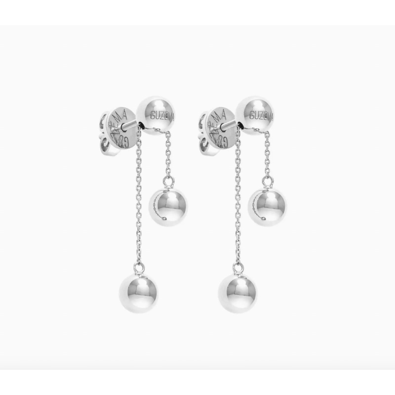Orbs Transformer Earrings, white gold