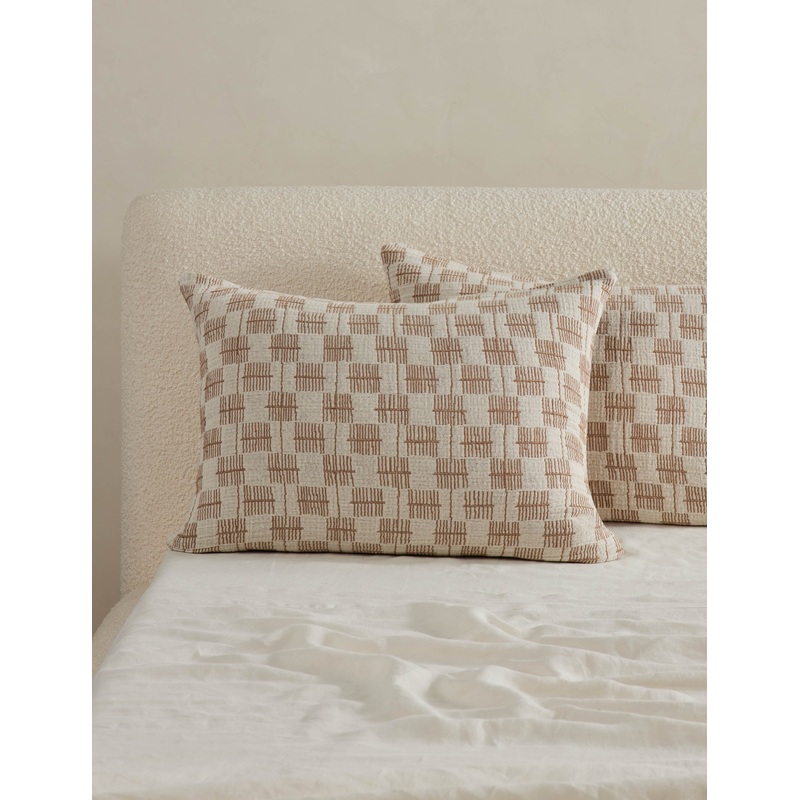 Basketweave Cotton Sham by Sarah Sherman Samuel Umber and Ivory Standard