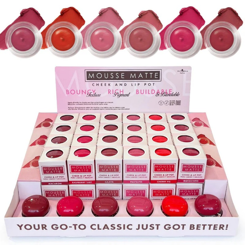MOUSSE MATTE CHEEK & LIP POT 6 COLOR (48 PCS)