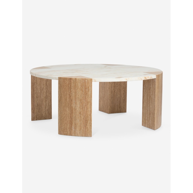 Mahoe Round Coffee Table by Carly Cushnie Travertine and Marble