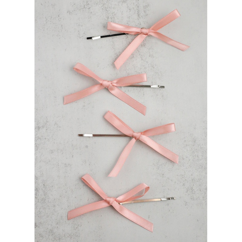 4-PC Cute Hair Bow Pins White
