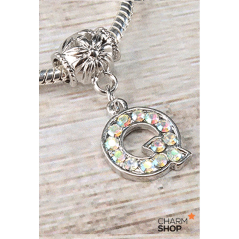 Letter Q Rhinestone Bead Charm