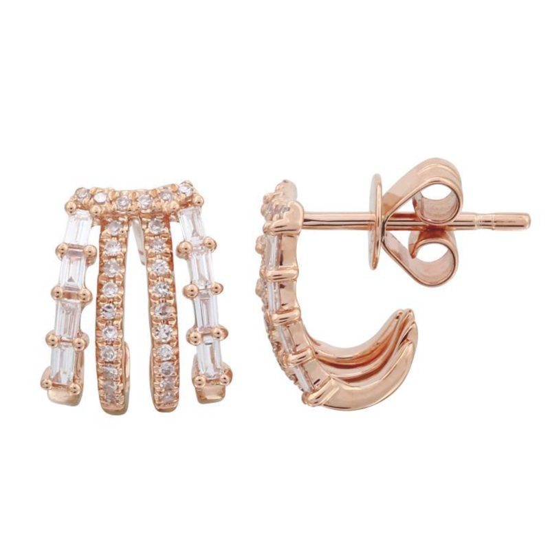 Baguette and Pave Four Wrap Earrings White Gold