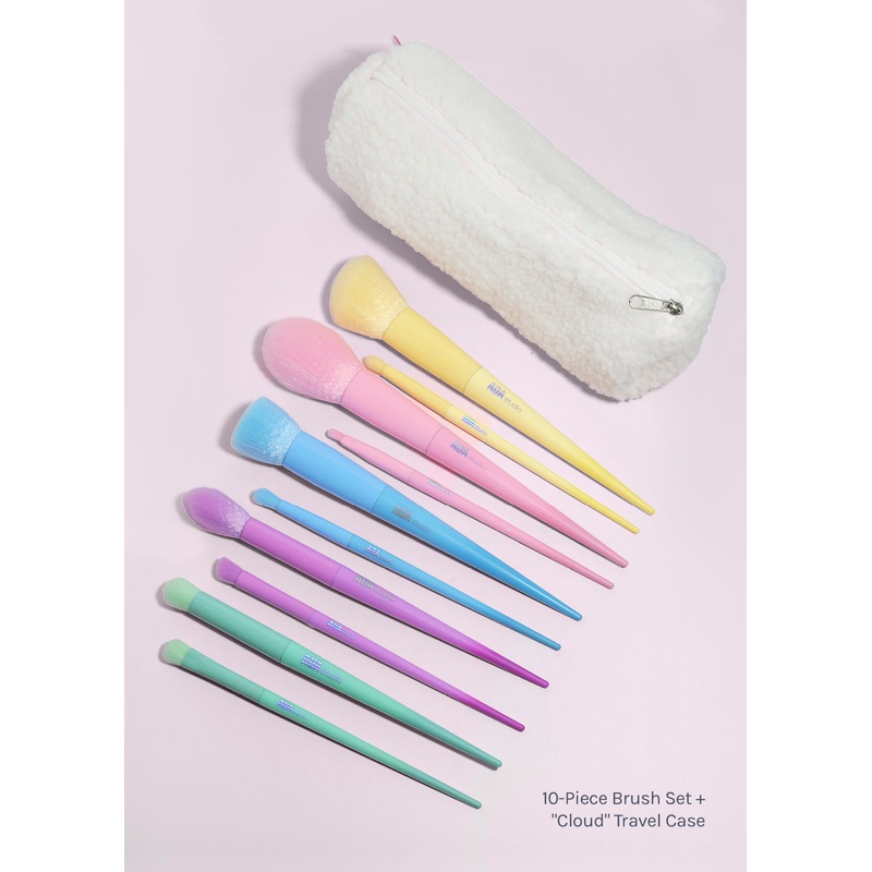 AOA 10-Piece Rainbow Brush Set + Cloud Travel Bag