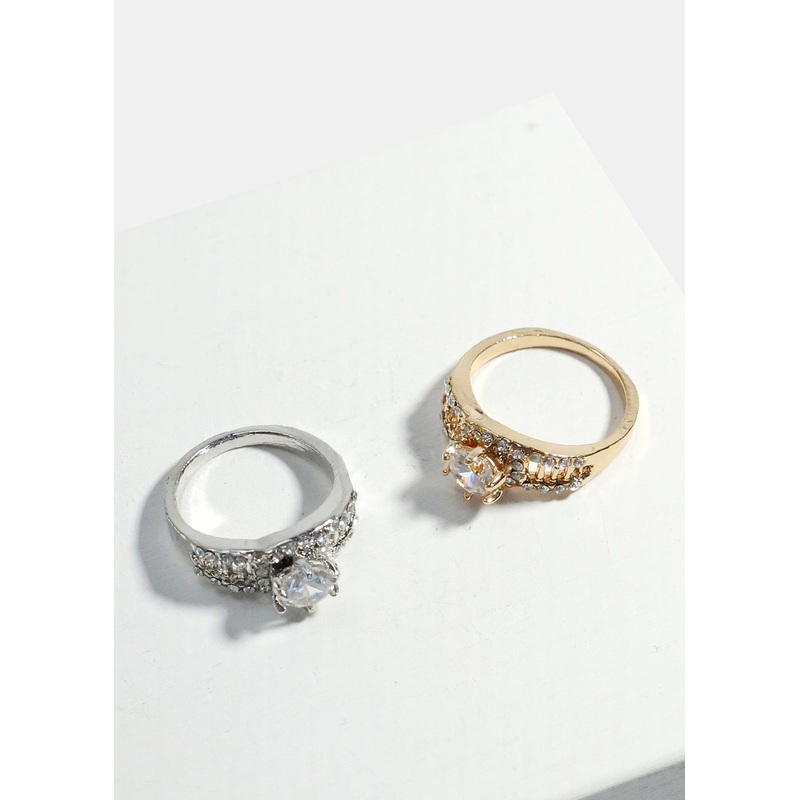 Multi Rhinestone Ring Gold