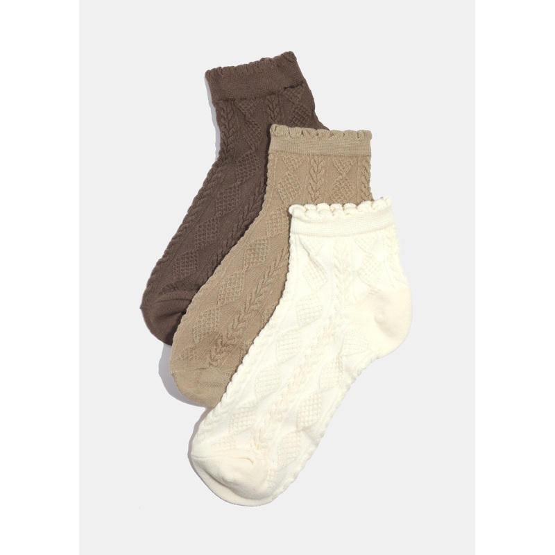 Miss A Knitted Ankle Length Premium Socks Brown