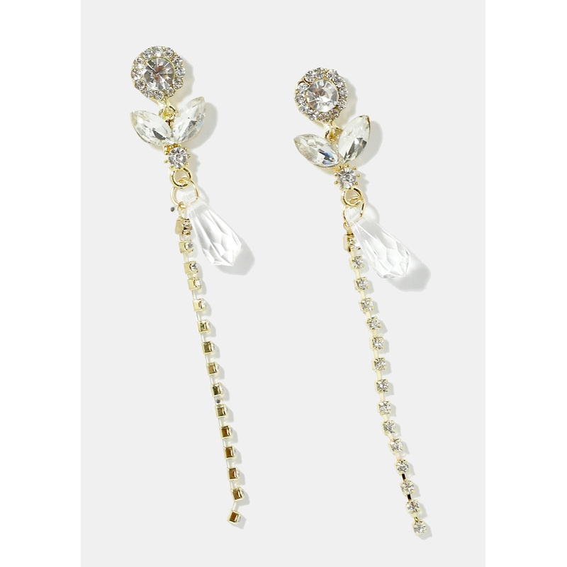 Gemstone Flower Dangle Earrings Gold