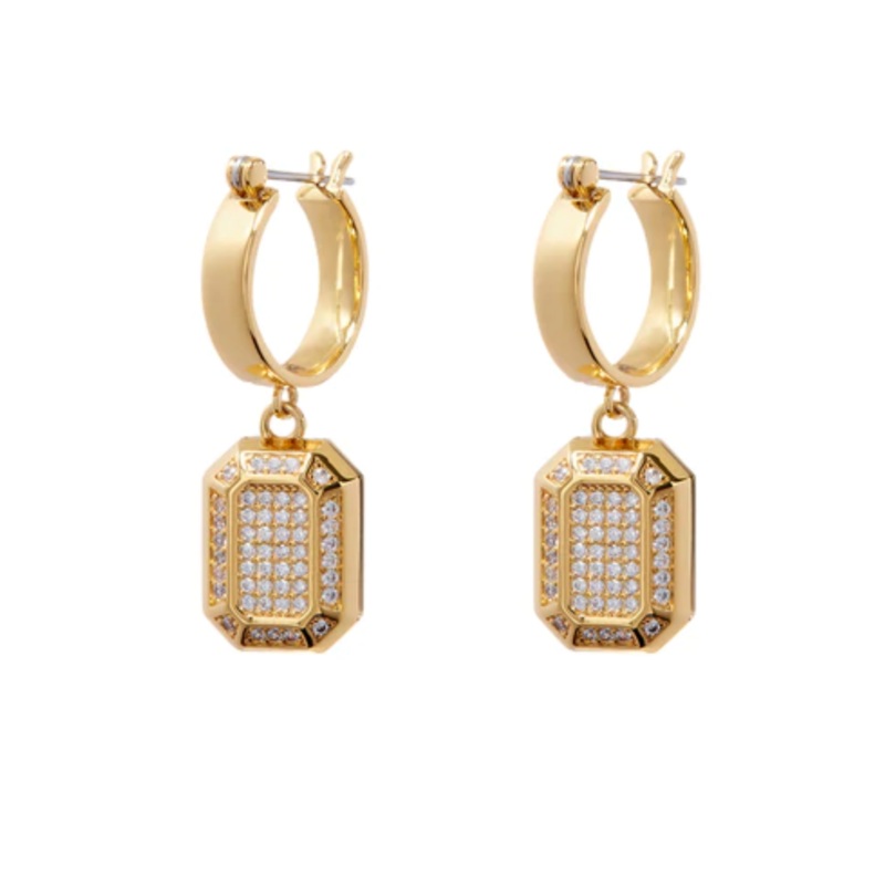 Faceted Diamond Statement Hoops gold