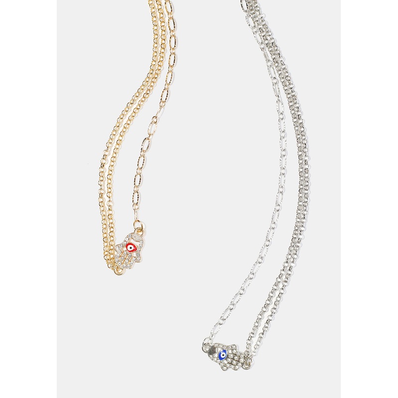 Evil Eye & Hamsa Hand Choker Blue/gold