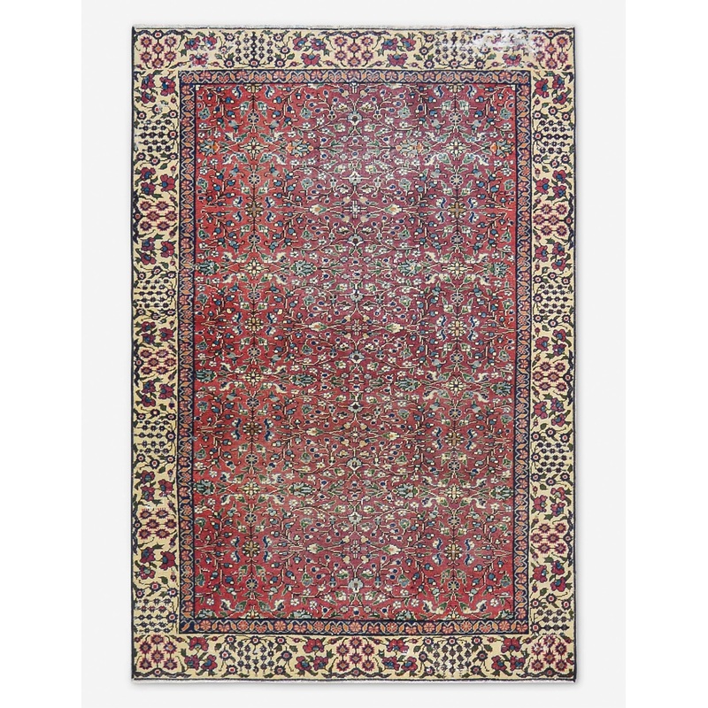 Vintage Turkish Hand-Knotted Wool Rug No. 526, 3′ 7″ X 5′