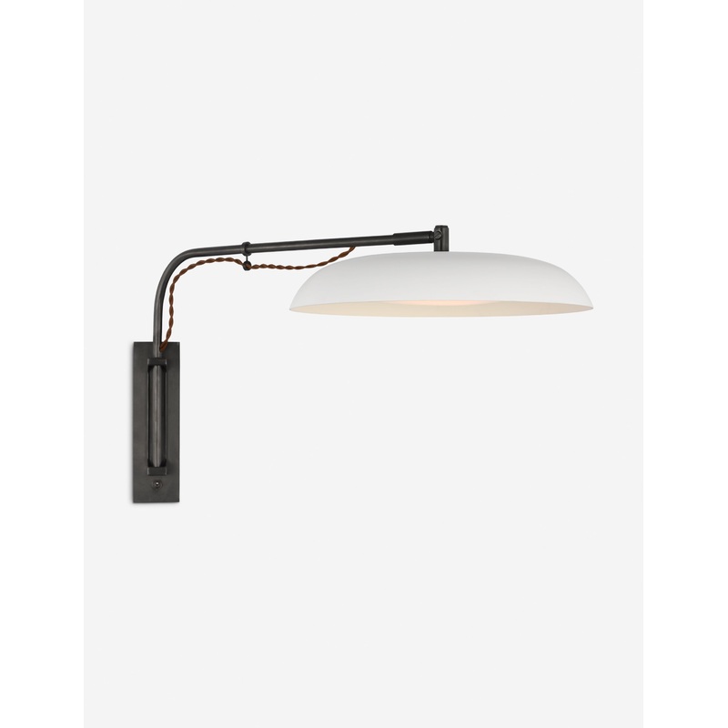 Cyrus Adjustable Sconce by Amber Lewis Bronze and White Glass