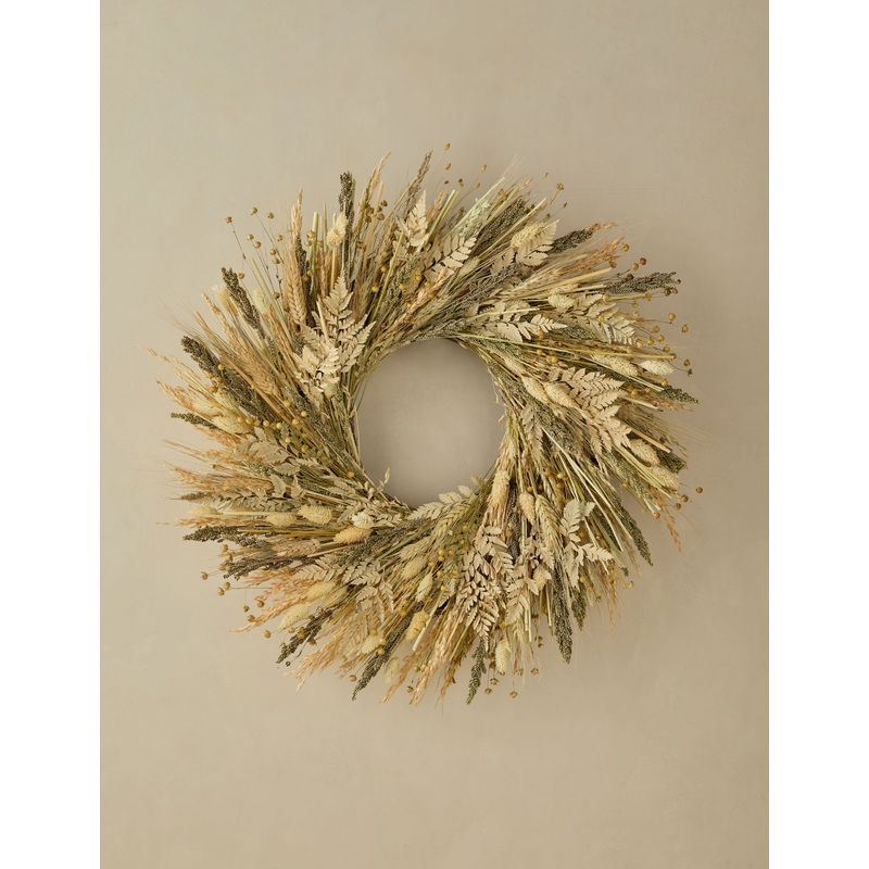 Preserved Gathered Grains Wreath 22″