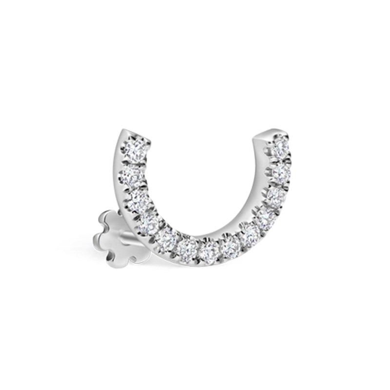 6.5mm Prong Set Diamond Demi Eternity Threaded Stud Earring Yellow Gold