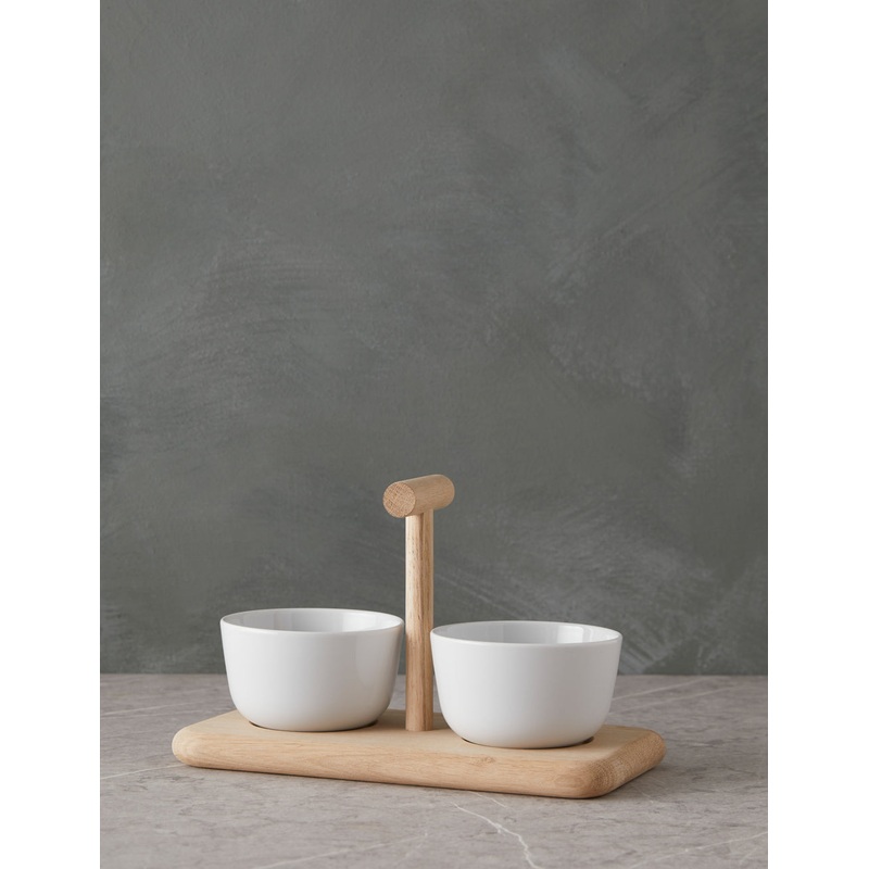 Dine Duo Condiment Set + Oak Base by LSA International