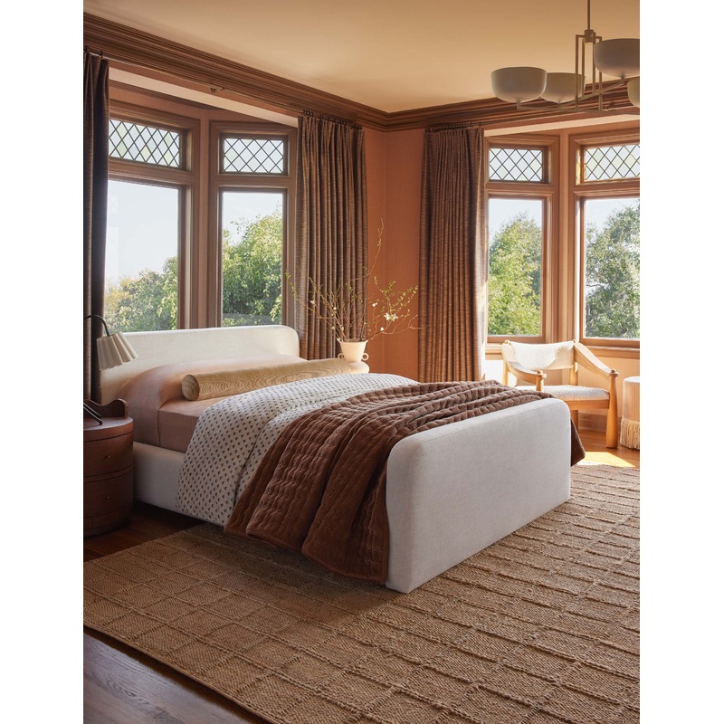 Nabiha Bed With Footboard Talc Linen Twin